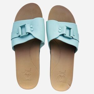 Reef Horizon Hi Slide Buckle Sandal Slides Womens Size 11 Blue Comfort Vacation